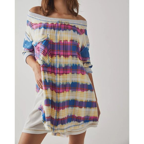 Intimately Free People Fresh In Flannel Oversize Pullover Pajama Tunic Womens XS